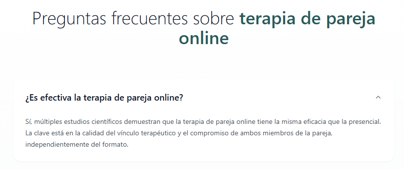 Preguntas frecuentes sobre terapia de pareja online con PSICOVILA: eficacia científica, duración de sesiones, precios y metodología por videollamada