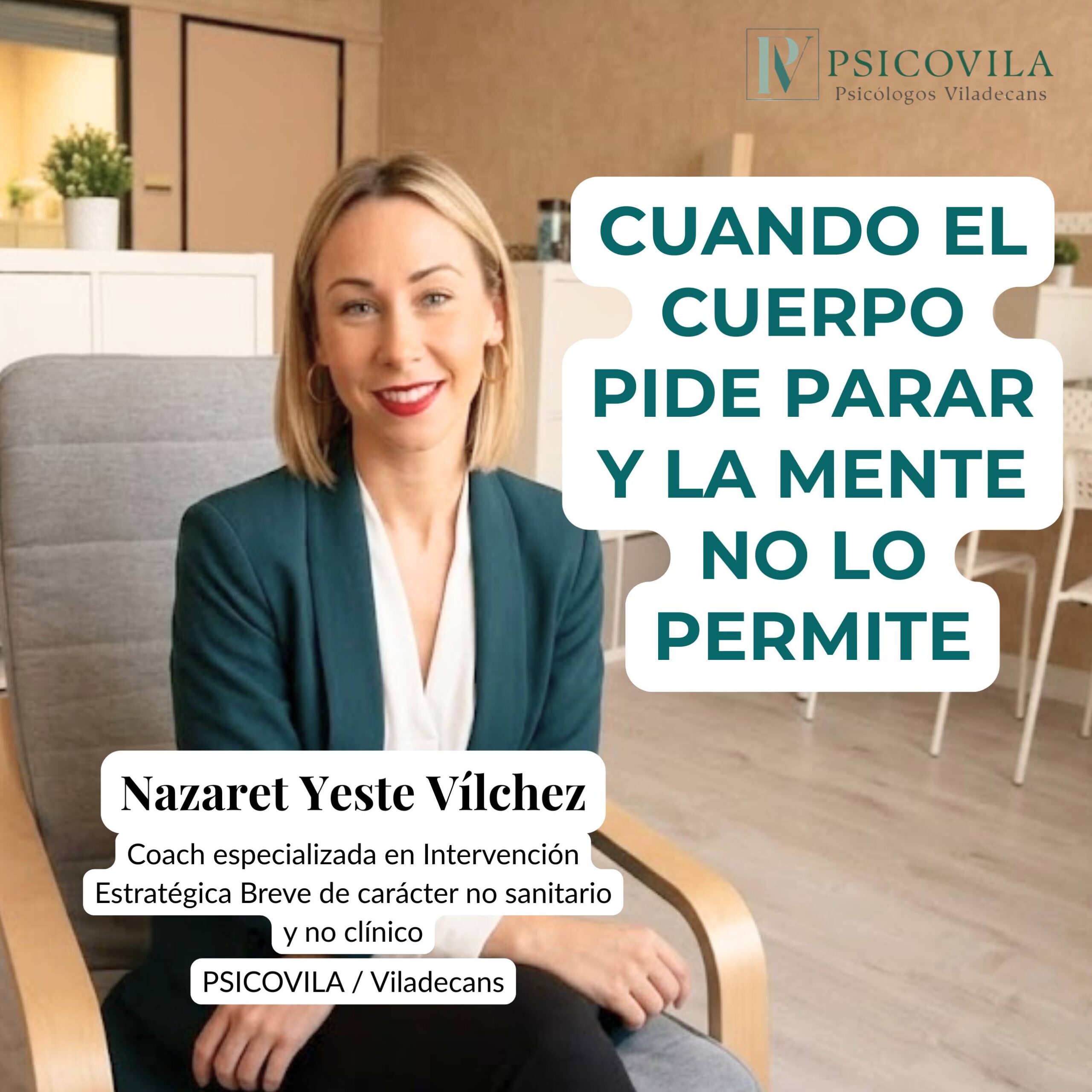 Cuando el cuerpo pide parar y la mente no lo permite | Psicología Viladecans Psicóloga en Viladecans reflexionando sobre el agotamiento emocional en casos donde el cuerpo pide parar pero la mente no lo permite.